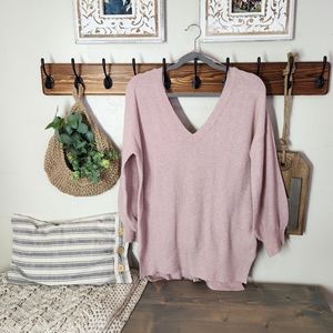 Yet Again, Women's, Large, Blush Pink, V-Neck Sweater